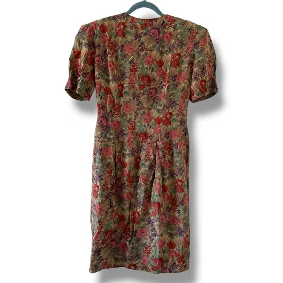 Vintage 70s Dawn Joy Brown Floral Button Up Dress Women’s Size Small Retro - Picture 2 of 16